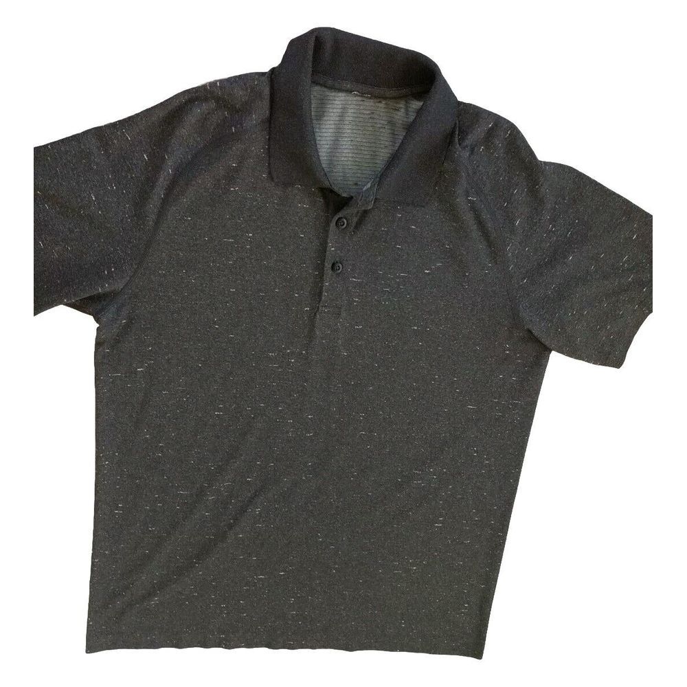 Lululemon Men Large Short Sleeve Performance Active Buttons Polo Batik Chocolate